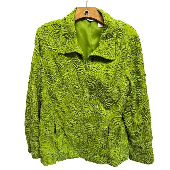 Vintage Laura Ashley Bright Green Jacket Size L Cotton Spandex Y2K Awesome - Picture 1 of 8